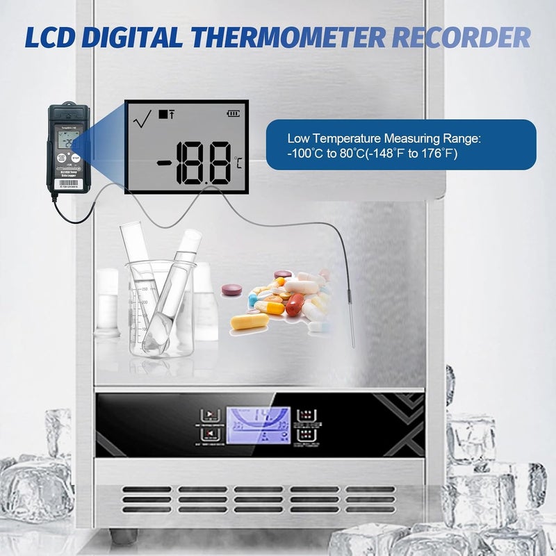 T-ZONE Bluetooth Temperature Data Logger USB Low Temp Recorder with Probe,Digital Freezer Thermometer Logger with Auto Report,Temperature Sensor for Refrigerator Lab Cold Chain Transportation Monitor - Image 4